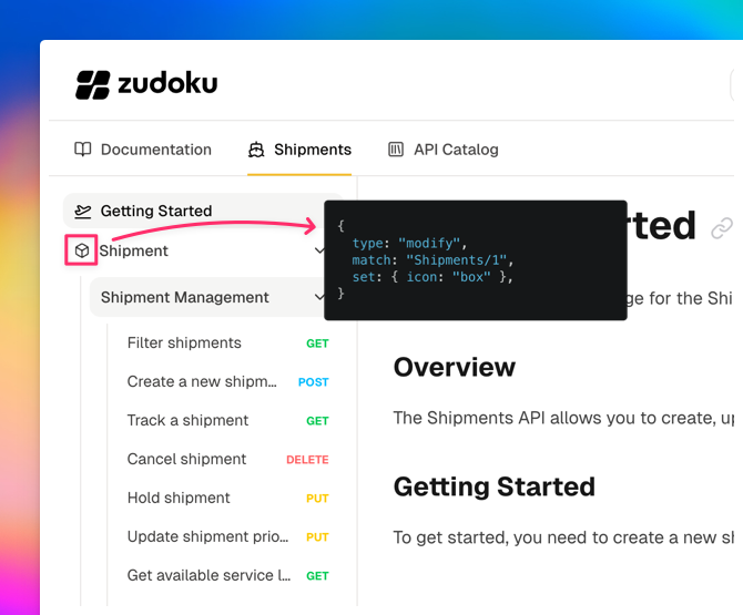 Modifying a sidebar item's icon